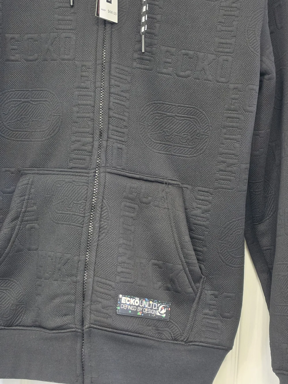 Ecko Unlimited Black Full-Zip Tip Top Sherpa Hoodie Medium NWT